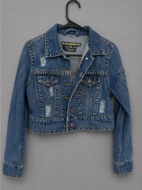 Department Of Peace Distressed Cropped Denim Jacket Women’s